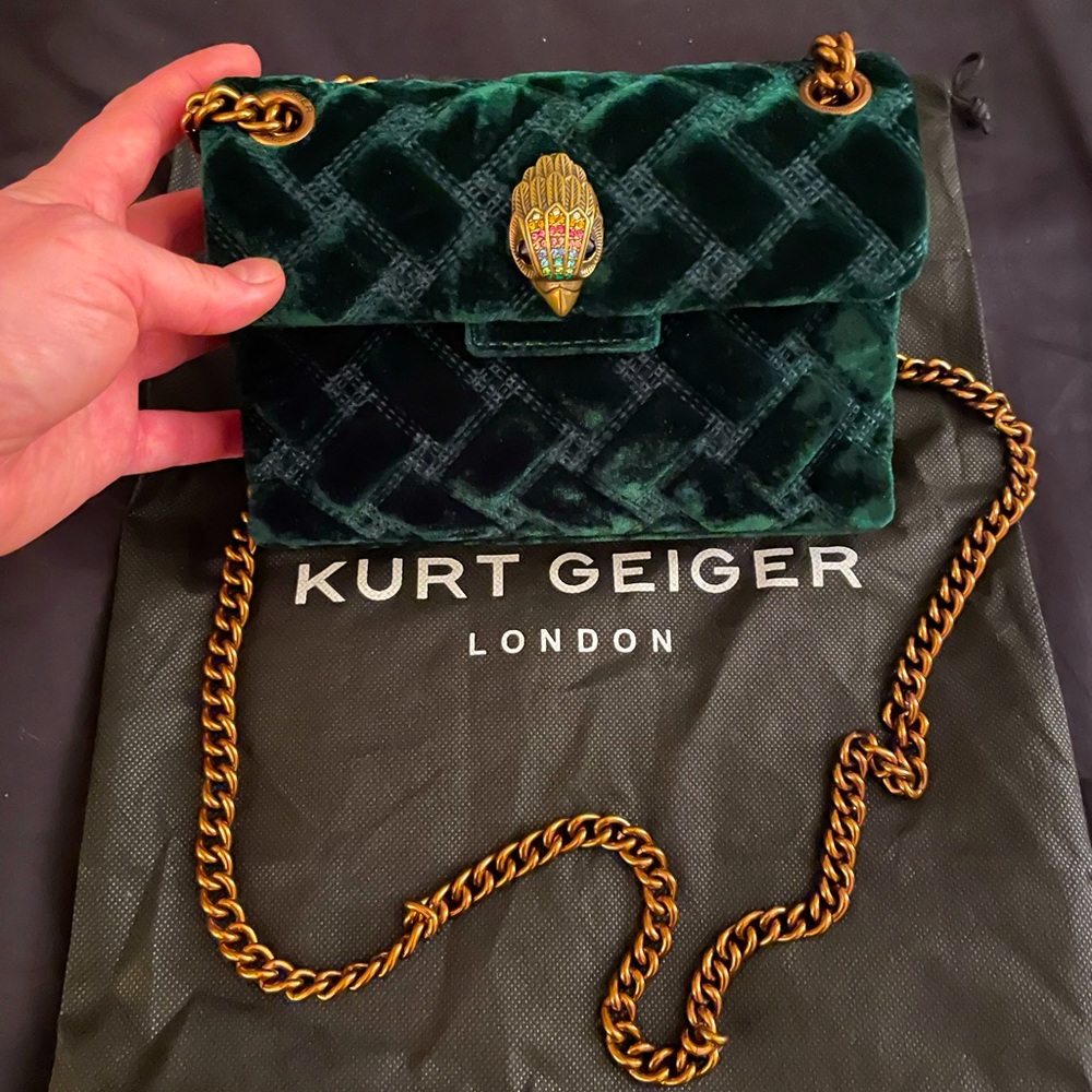 NWOT Kurt Geiger Mini Kensington Velvet Green
